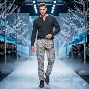 NWT Riley & James Men Large W33" Cargo Denim Jean 8-Pocket Wide Leg Cotton Utili